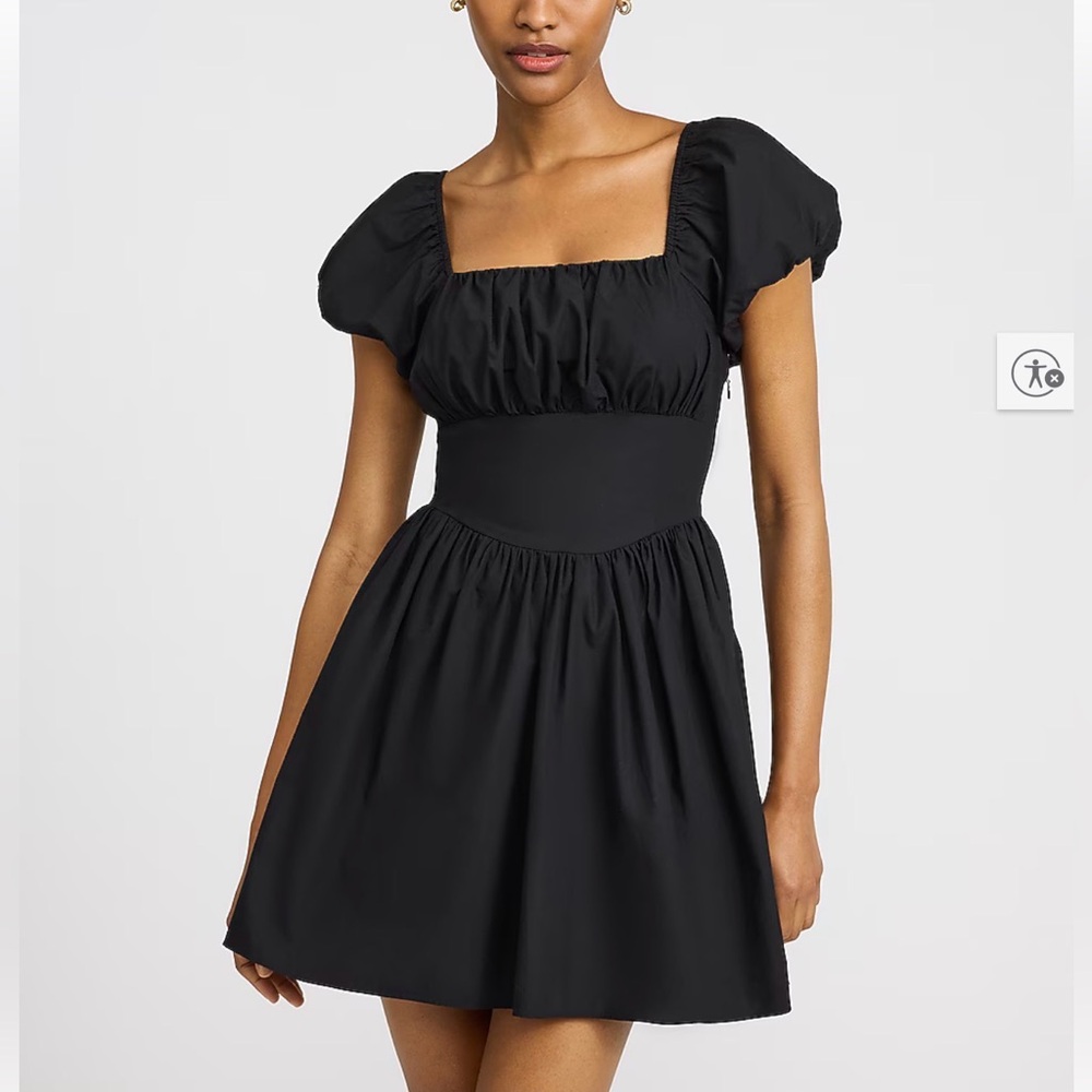 Square Neck Puff Sleeve Mini Dress with Pockets